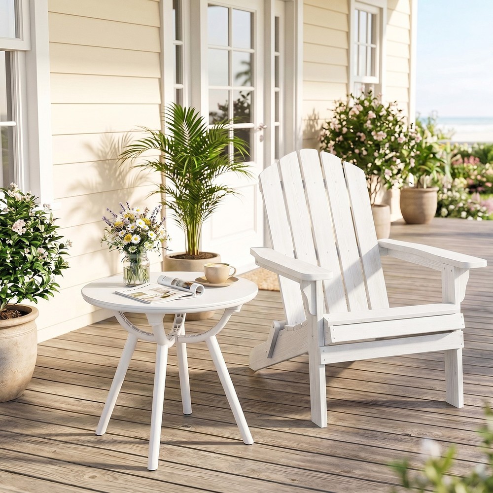 2PCS Outdoor Side Table 20” Round Storage Side Table Weather-Resistant End Table