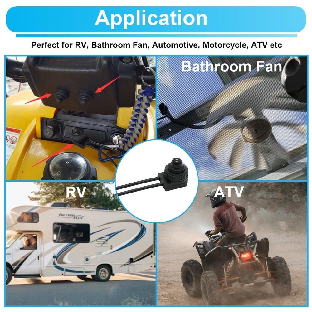 Reliable 12V Push Button Switch Set - 2PCS Waterproof for Automotive Projects