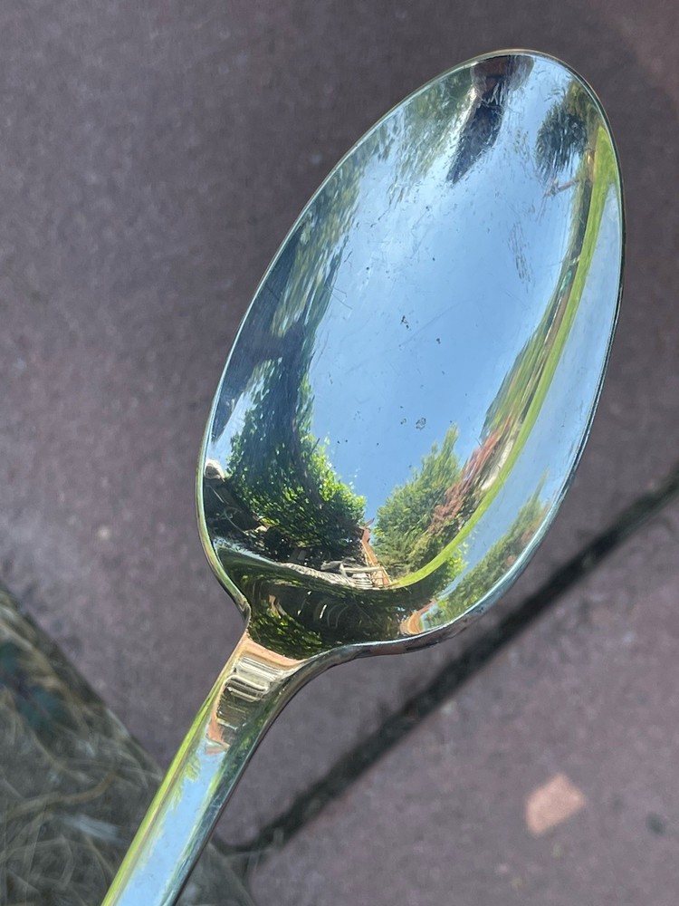 GORHAM Silverplate Serving Spoon 12" ROCHAMBEAU Lt Gov JABEZ BOWEN 1780 repo70's