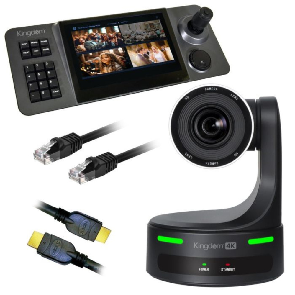 Kingdom Robotic 4K Camera Package (Black, 20x Zoom) with PTZ controller