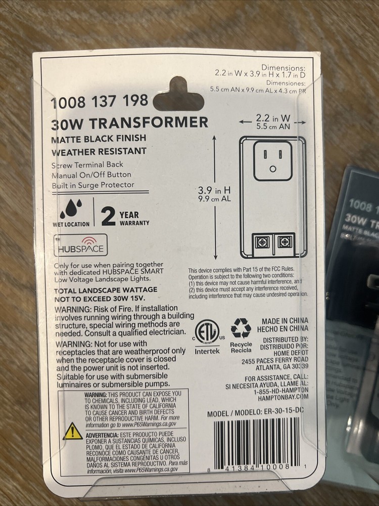 Hampton Bay Low Voltage 30-Watt Landscape 15-Volt Plug-in Transformer 2 Pack