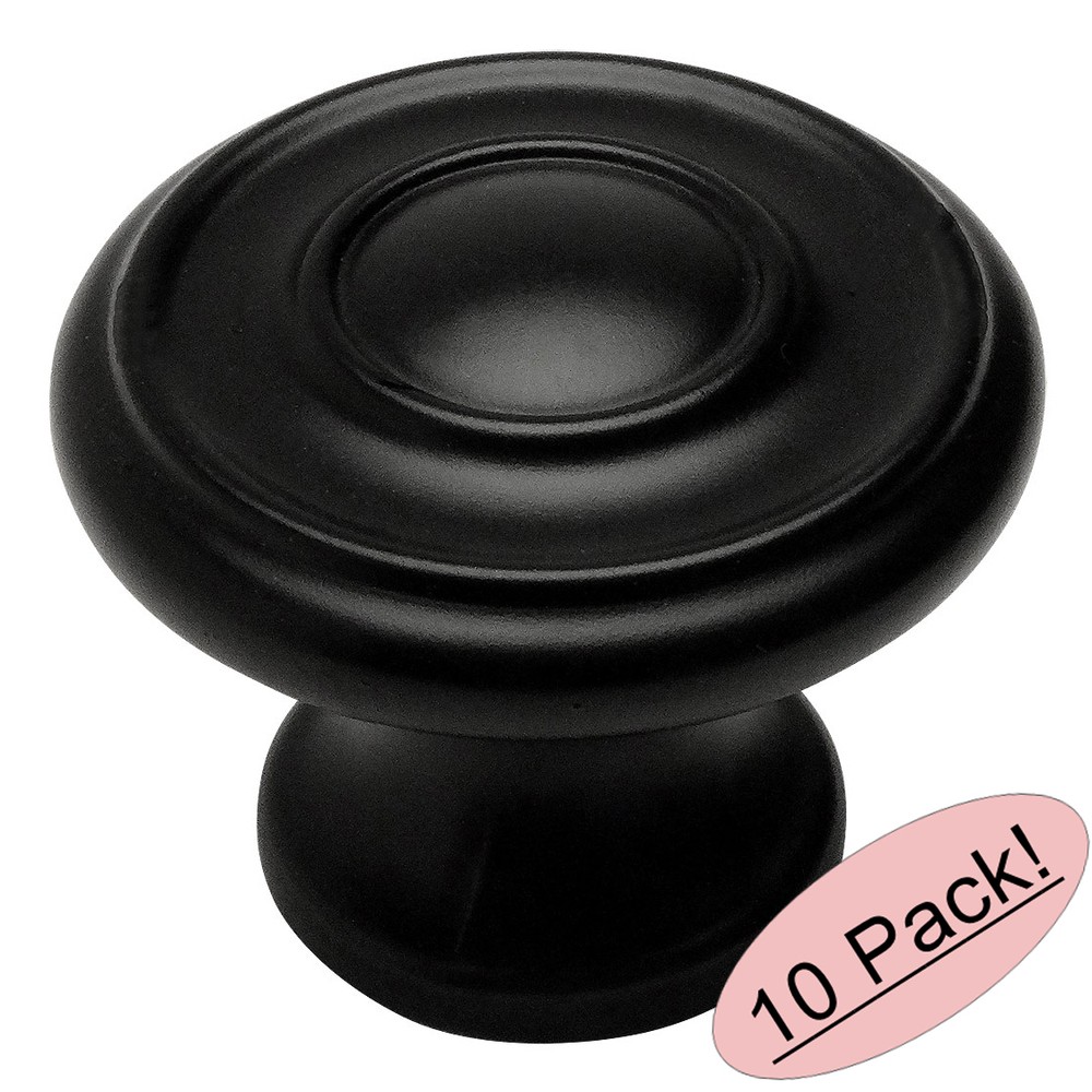 *10 Pack* Cosmas Cabinet Hardware Flat / Matte Black Ring Knobs #6211FB