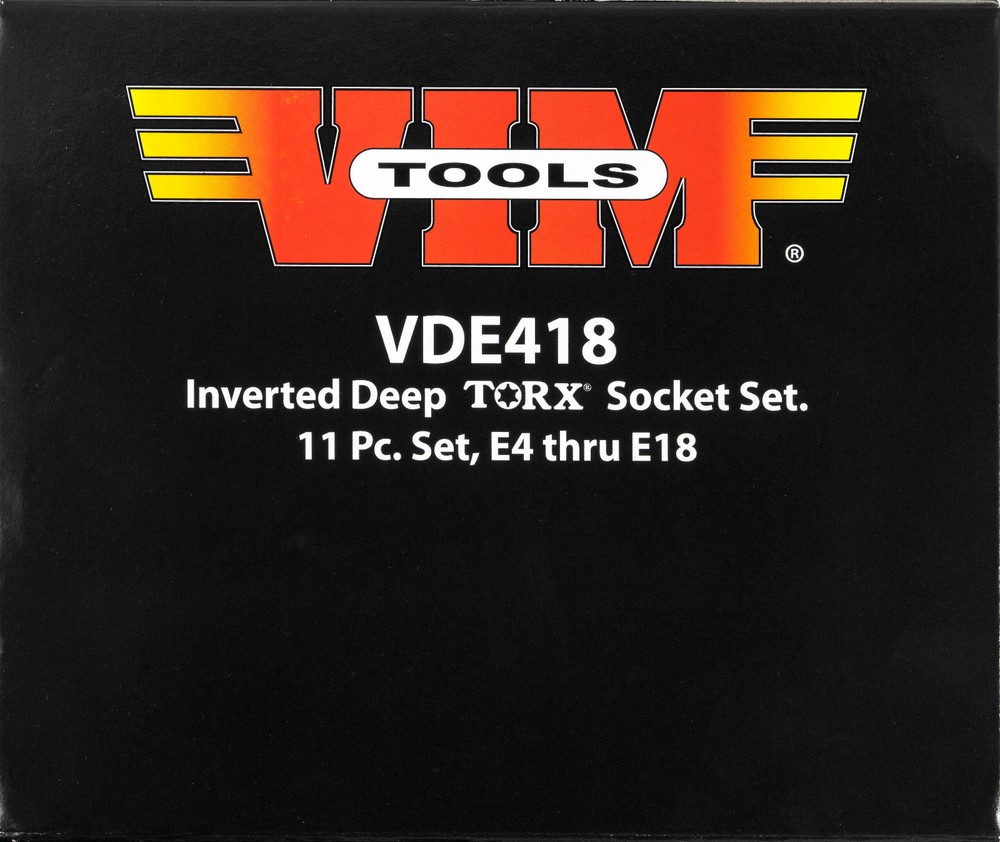 11 Piece Set VIM Inverted / External Deep Torx Sockets - VDE418 e-socket Set