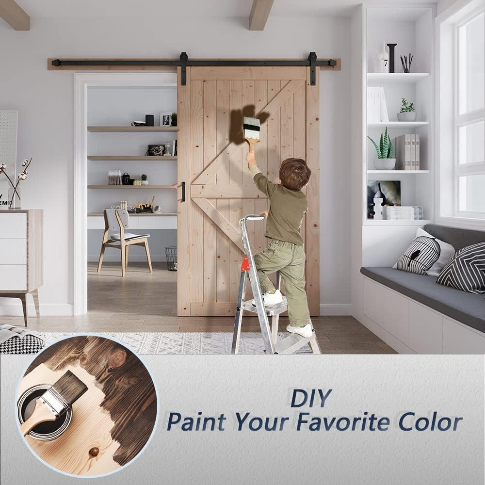 48" x 80" Solid Spruce Sliding Barn Door with 8FT Hardware Kit - Assembly Requir