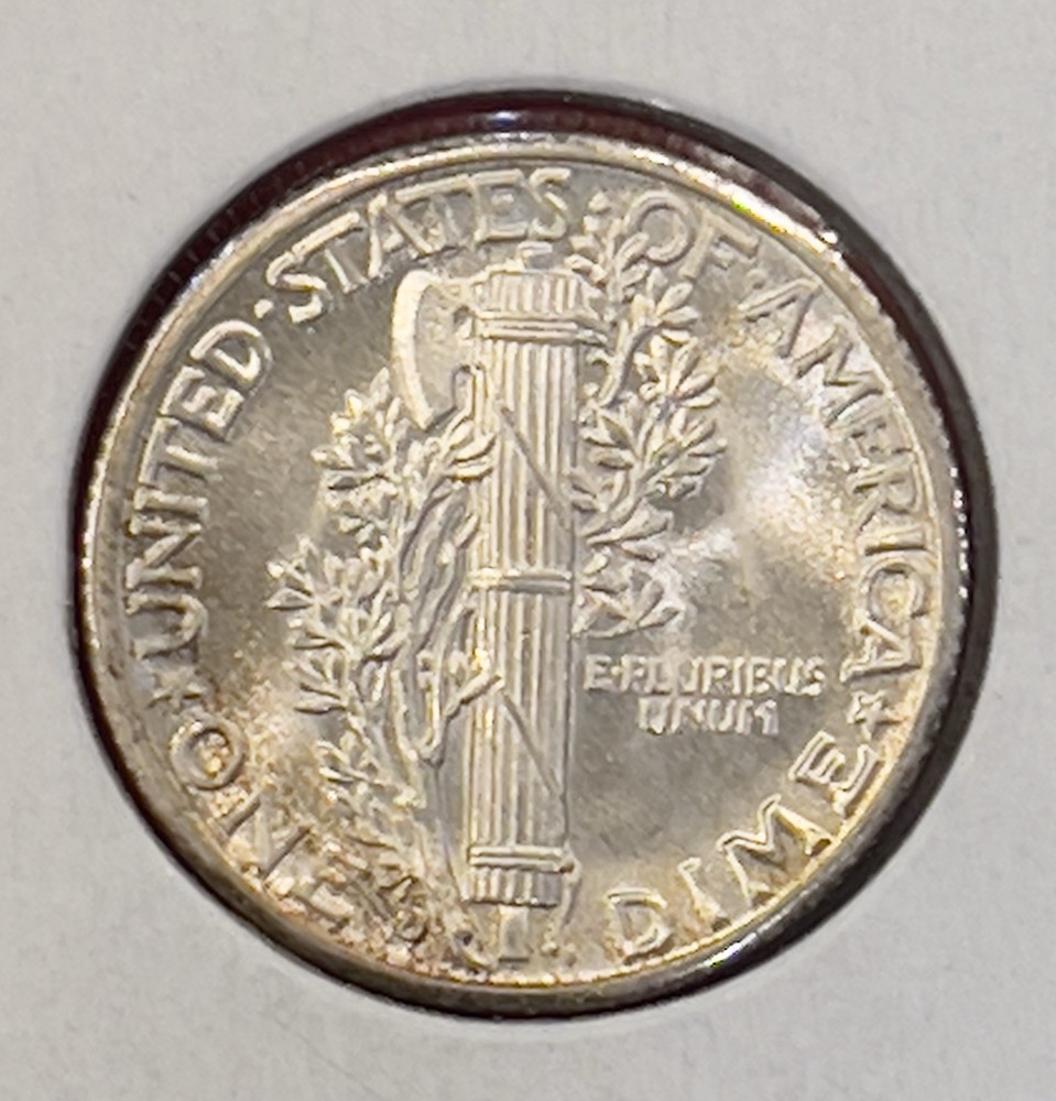 1942 D Mercury Silver Dime, Gem Uncirculated, FSB.