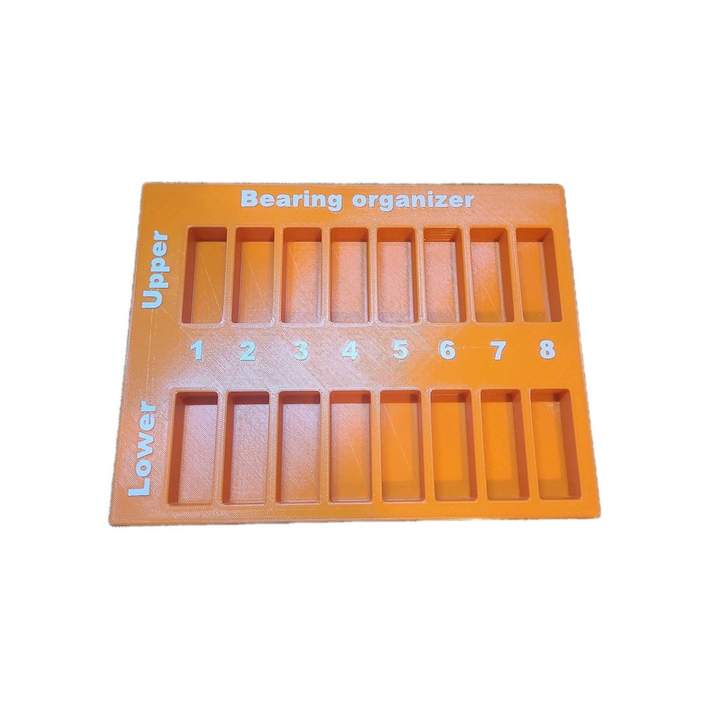 3D Printed Engine Bearing Organizer Tray – Orange PETG – Upper & Lower Set