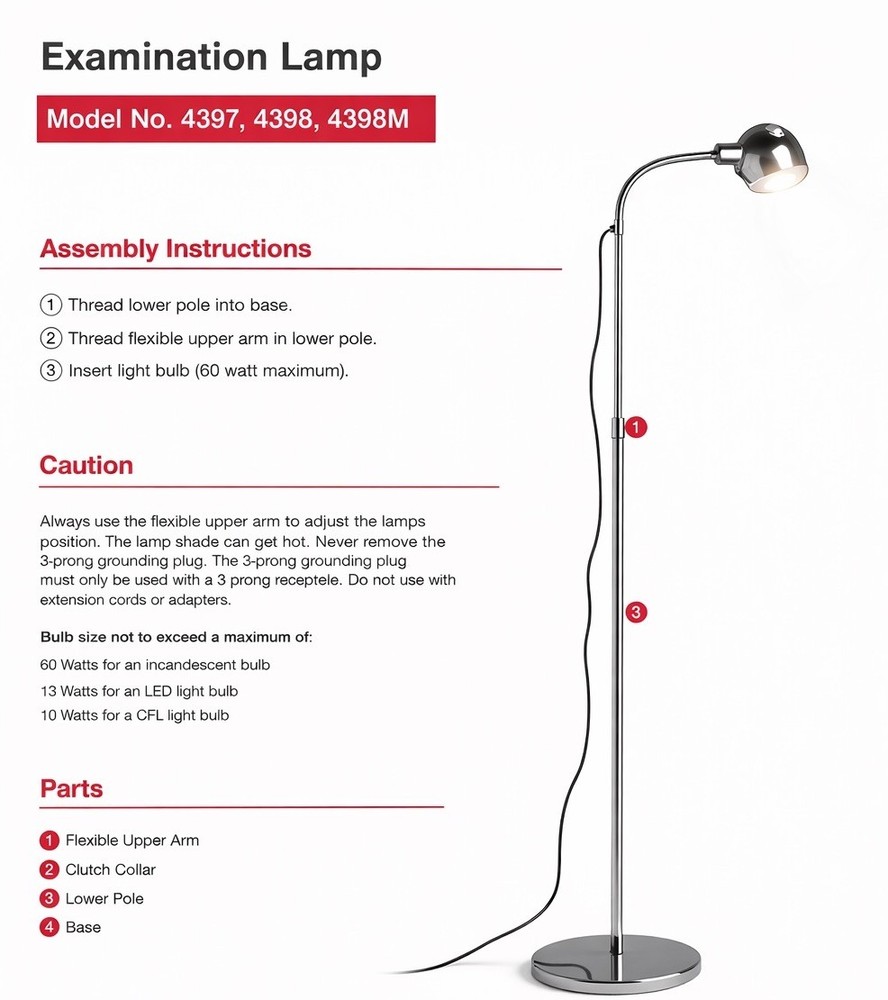 Tech-Med Examination Lamp REF 4397 Adjustable Medical Light New