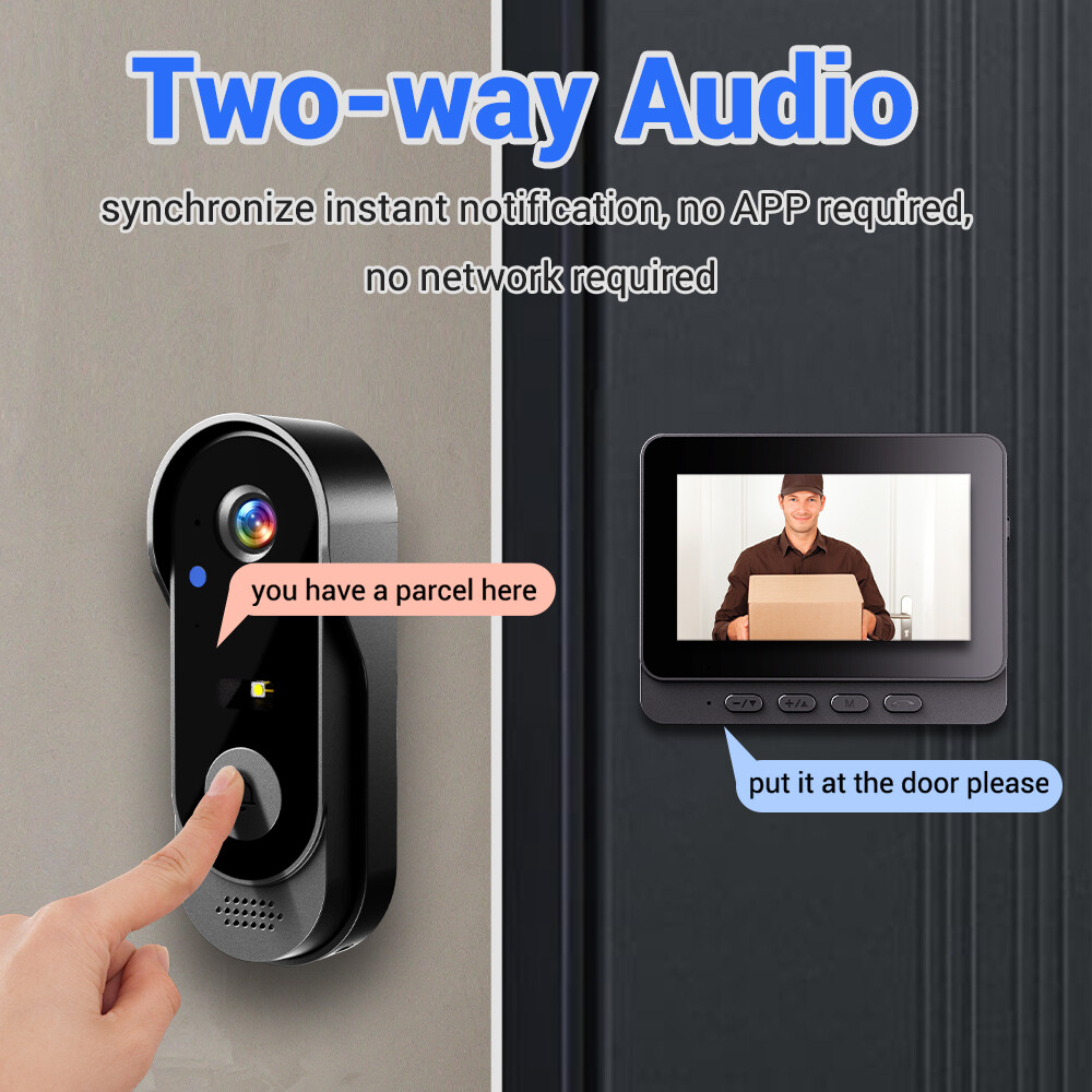 Wireless Intercom 2.4G Smart Doorbell Video Security Camera Door Ring Bell Chime