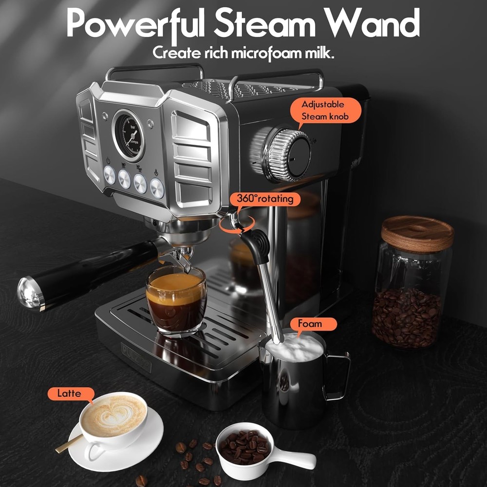 20 Bar Espresso Machine with Steam Wand