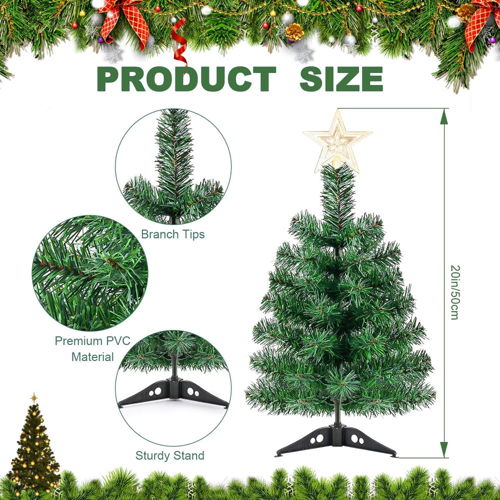 20 Inch Christmas Tree with Light Small Table Top Christmas Tree with LED String