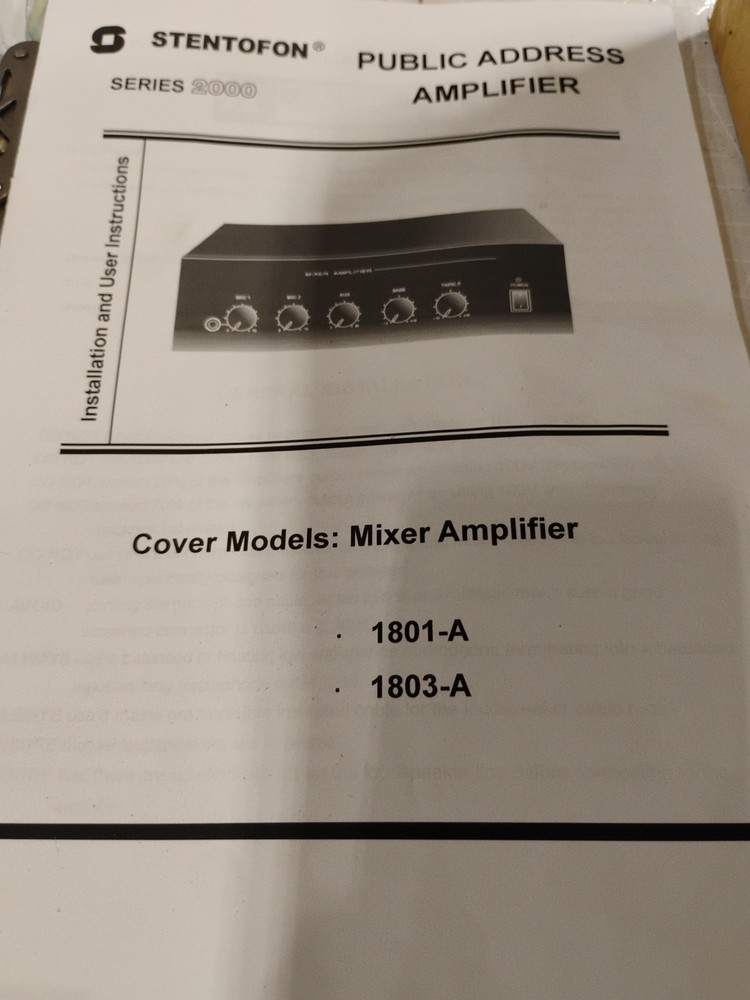 Stentofon Series 2000 1801-A Mixer Amplifier Open Box Untested 2 Mic Set Up