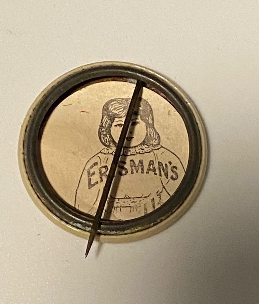 c1900 FIREMEN Firefighter Pin Fireman Pinback Fireman Litho Celluloid Insert