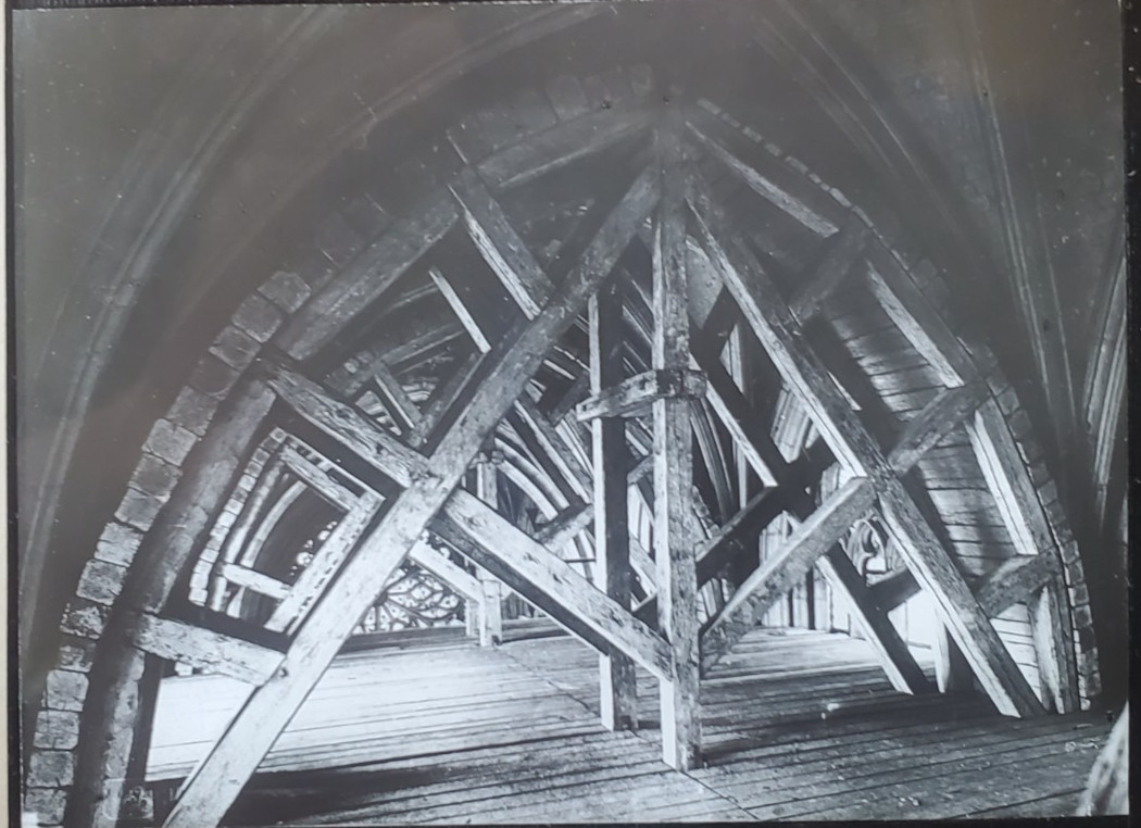Vaulting Of Nave, St. Vulfran, Abbeville, France, Magic Lantern Glass Slide