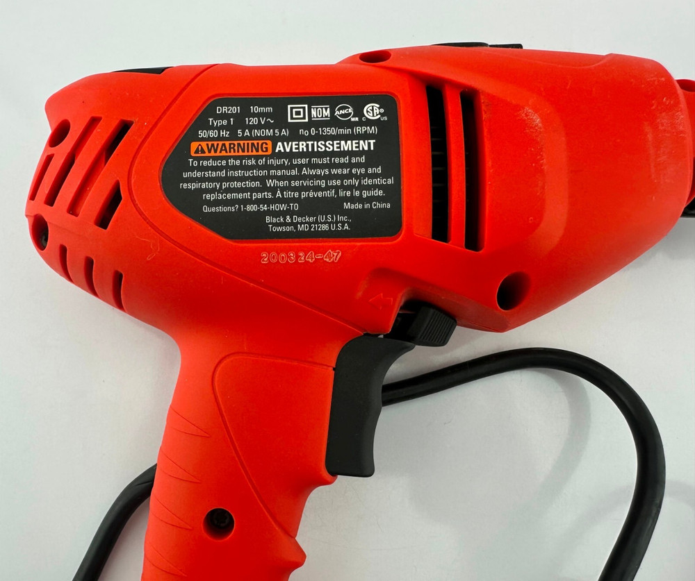 Black & Decker DR201 3/8" (10mm) Chuck Corded Drill Variable Speed. Tested