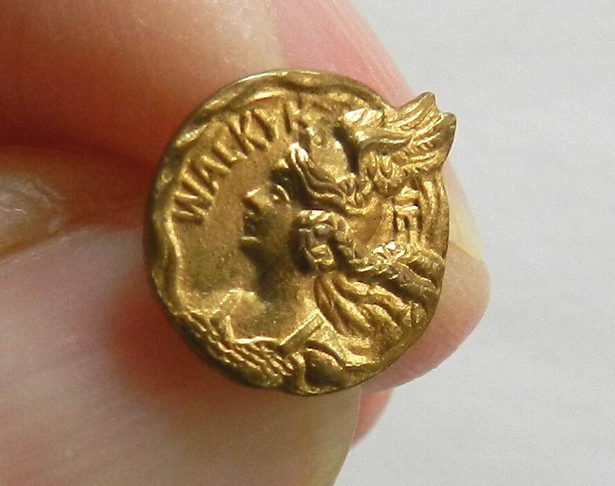 Vintage GF Button -Winged Goddess-NIKE- 1/2"