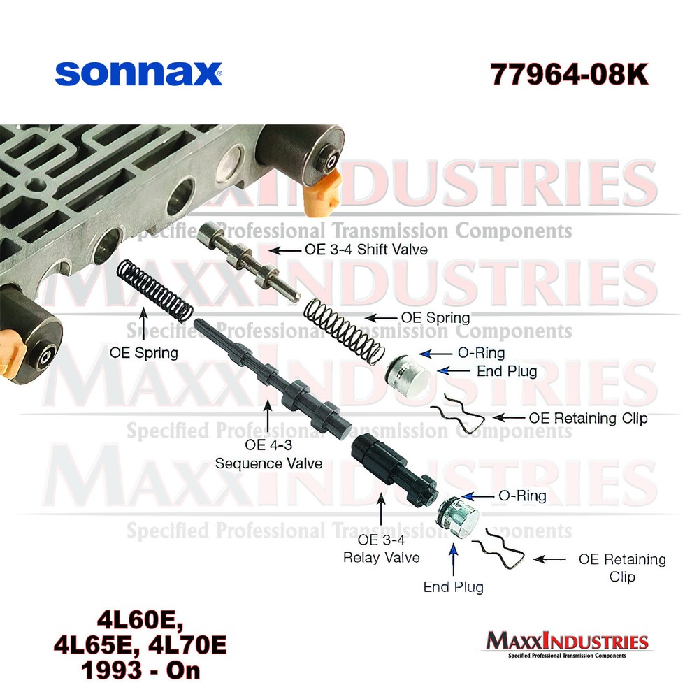 Sonnax 4L60-E, 4L65-E, 4L70-E 3-4 Relay O-Ringed End Plug Kit 77964-08K