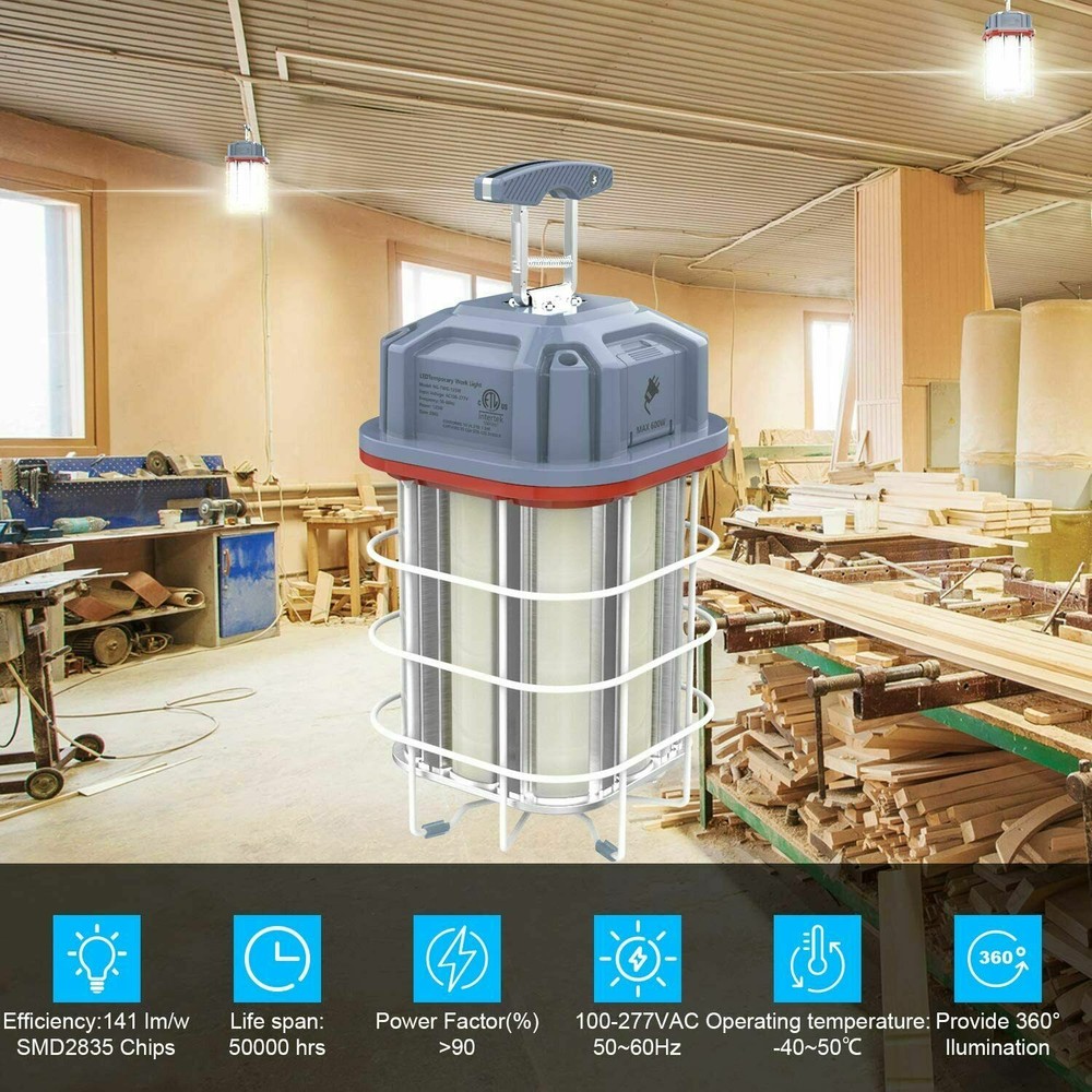 100W LED Temporary Work Light Fixture 5000K Construction Drop Workshop Light ETL