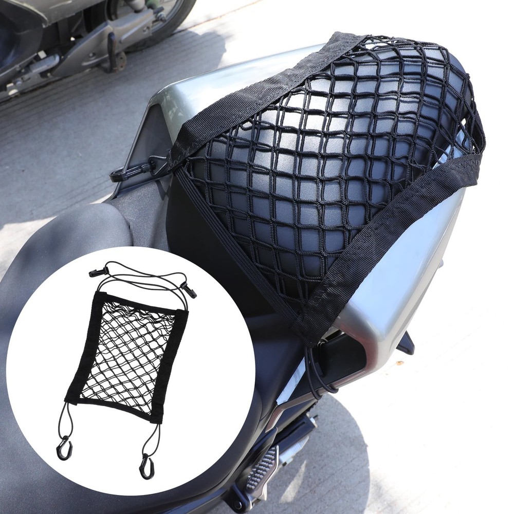 2PCS Motorcycle Bungee Cargo Net, Universal Elastic 28cm x 23cm, Black