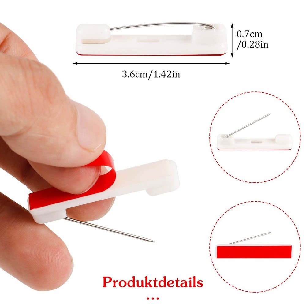 Pengxiaomei 100pcs White Plastic Basic Safety Bar Pins, 1.46 Inch,