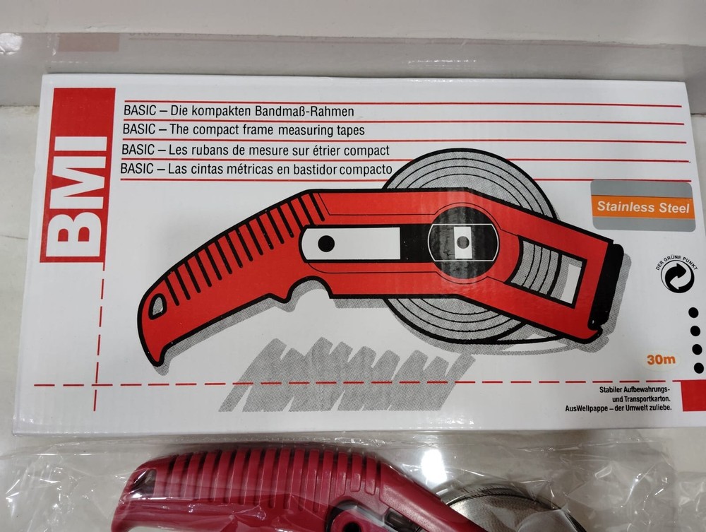 BMI 30M Stainless Steel Basic The Compact Frame Measuring Tape New