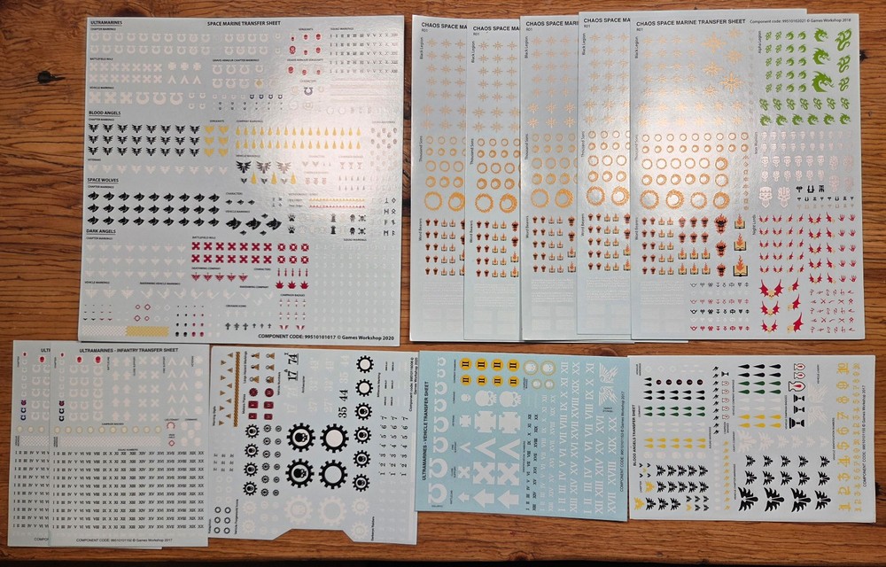 Warhammer 40k Decal Transfer Sheets