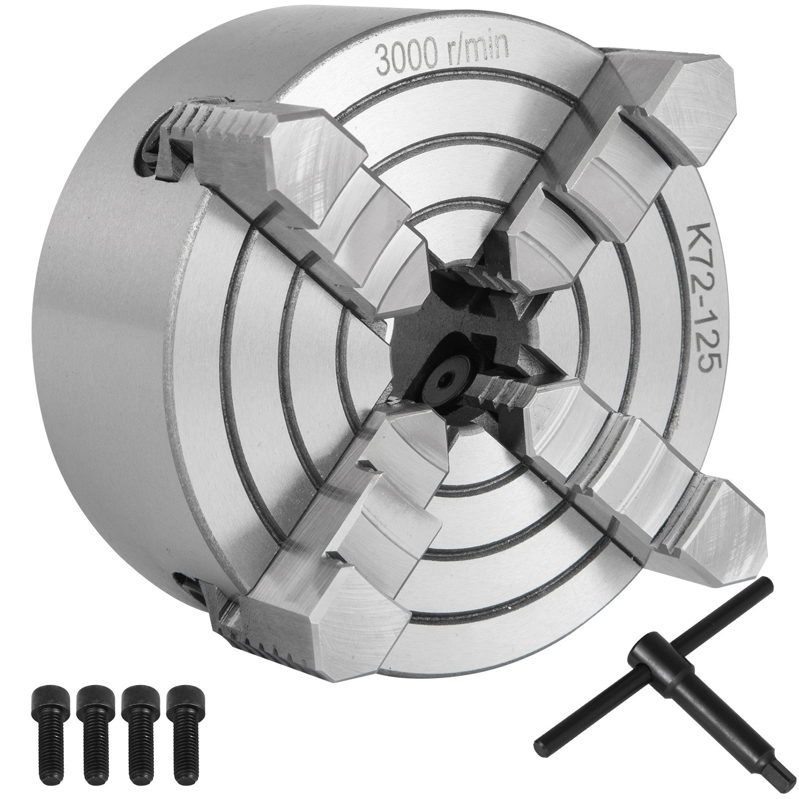 Lathe Chuck K72-125 5" 4 Jaw Independent Milling Machine Cast Iron Internal Jaw
