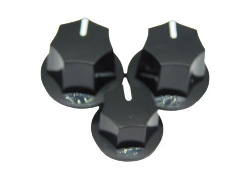 Black Jazz Bass Style Knobs set of 3 Push On Type for Import split shaft