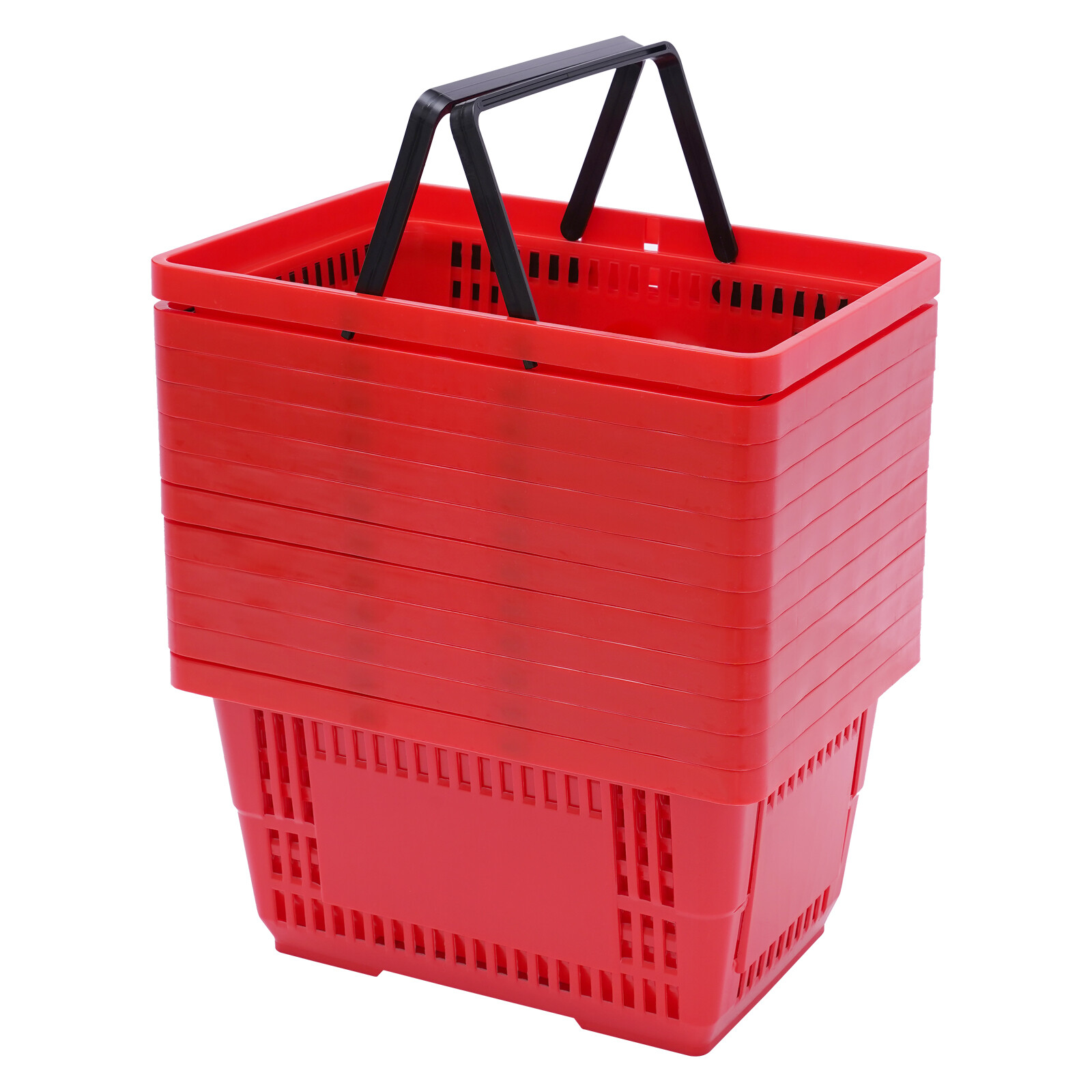 12 Pcs 18L Plastic Shopping Baskets with Handle for Grocery & Organization