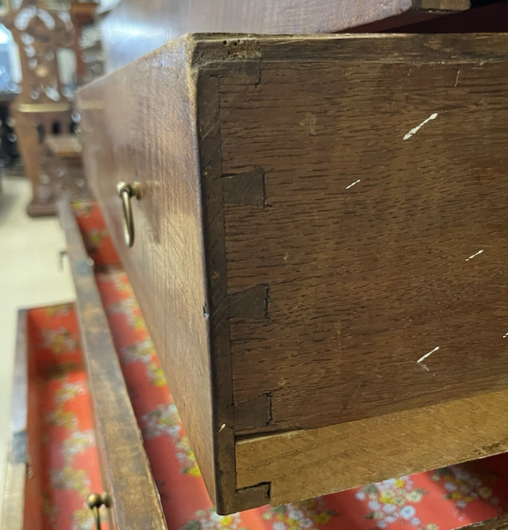 ANTIQUE FRENCH EMPIRE MARBLE-TOP WALNUT COMMODE CHEST OF DRAWERS 50.5” x 23”