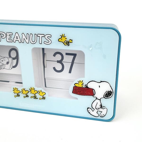 Peanuts Snoopy Flip Analog Clock Blue Field work