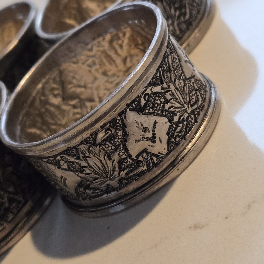 Set Of 4 Genuine Middle Eastern Solid Silver Napkin Ring