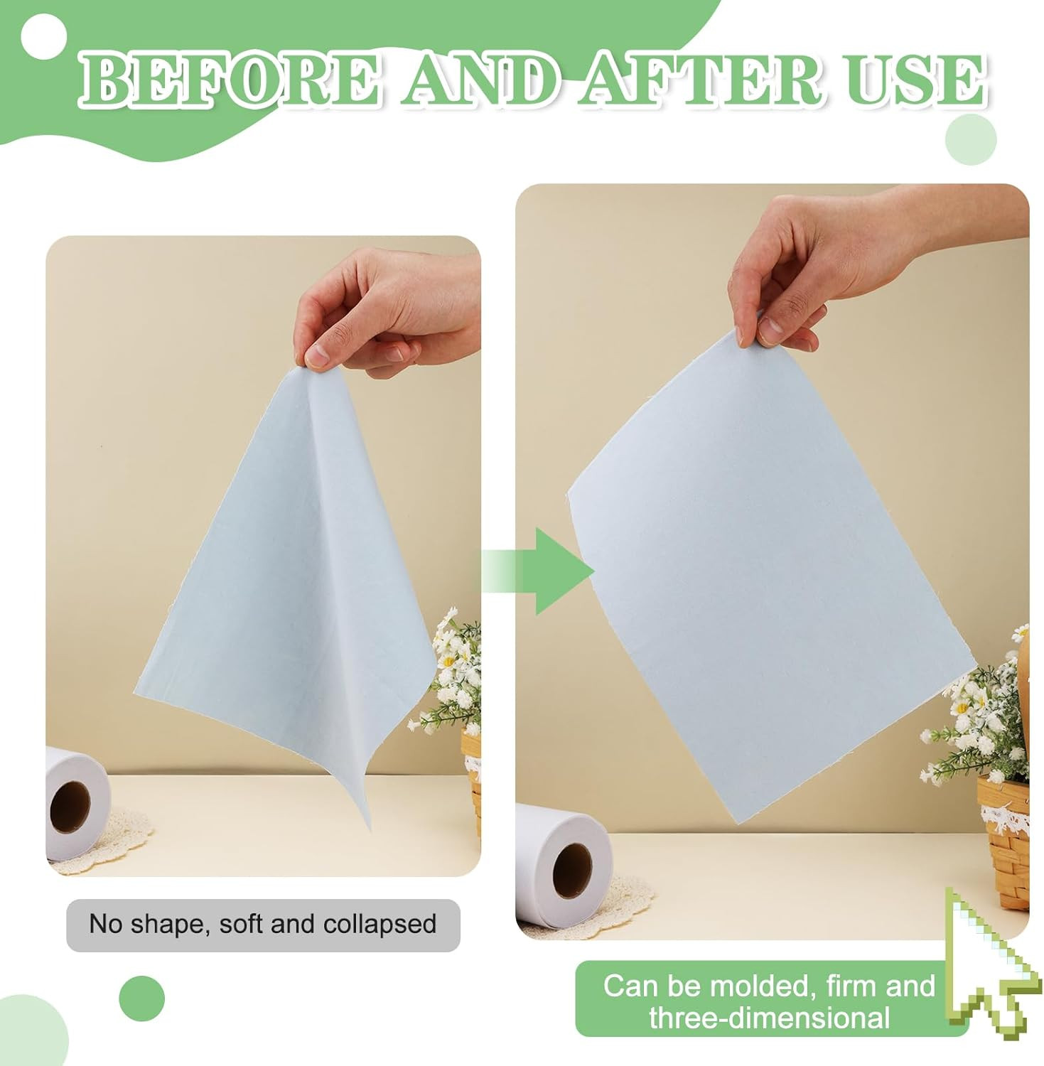 Medium Weight Interfacing Fabric for Sewing: White 11.6" x 30yd Iron On Non-Wove