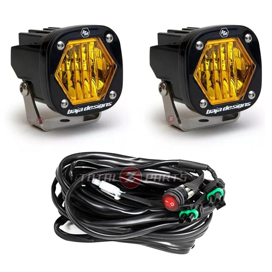 Baja Designs® S1 LED Fog Pod Lights Pair Amber Wide Cornering, Harness, Brackets