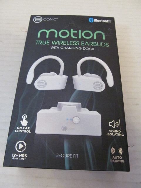 Biconic Motion True Wireless Earbuds with Charging Dock, White