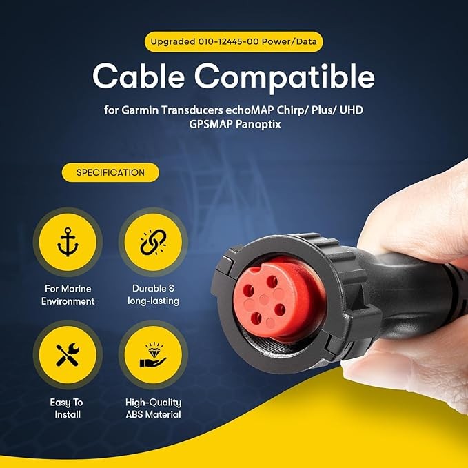 For Garmin echoMAP 4-pin 6ft Threaded Power Data Cable Chartplotter 010-12445-00