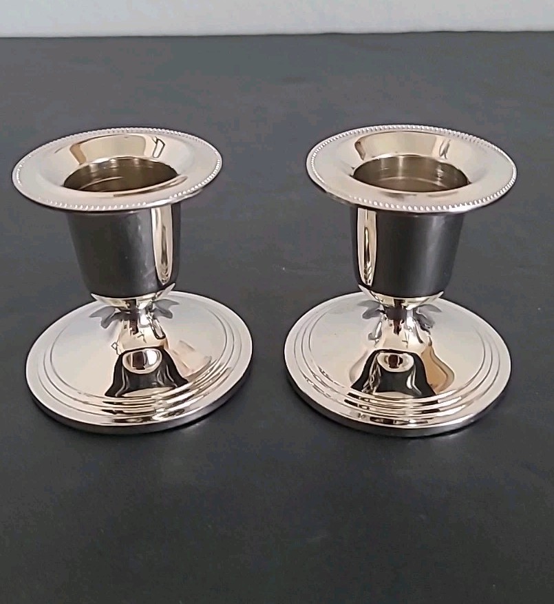 Set Of 2 Pieces  Silver-Tone  Candlestick Holders