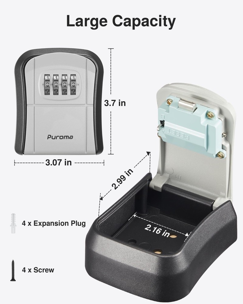 Key Lock Box Combination Lockbox Wall-Mounted Key Storage Box for House Keys ...
