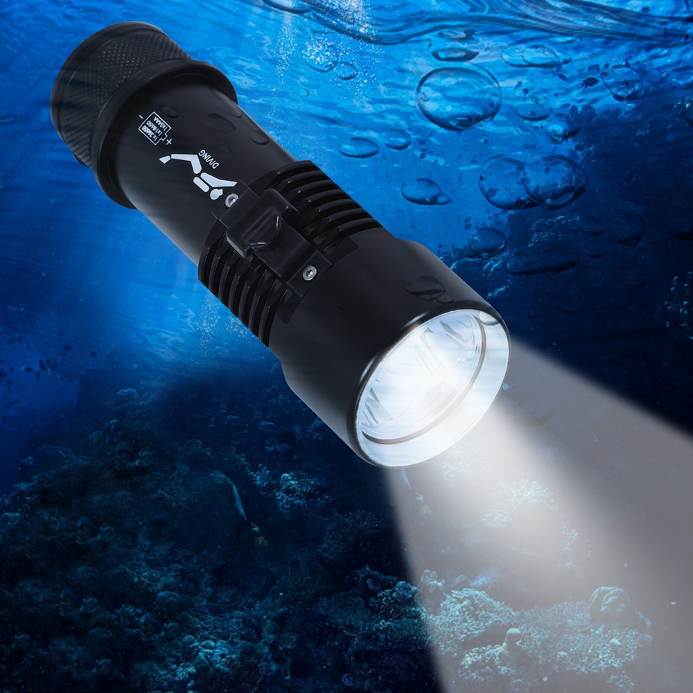 100m Underwater LED Scuba Dive Light Waterproof Rechargeable Diving Flashlight