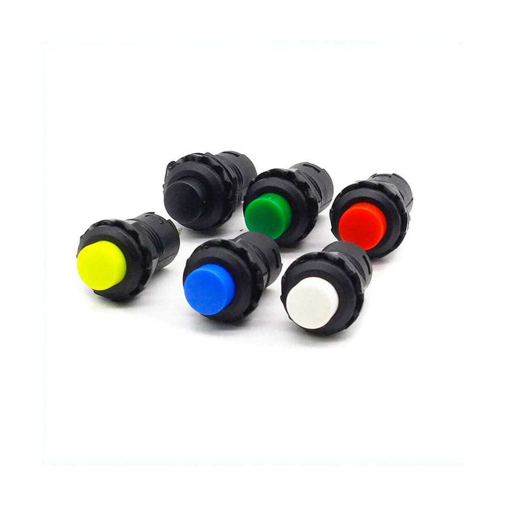 12mm 0.110 Terminal Push Button 6 Colors Momentary