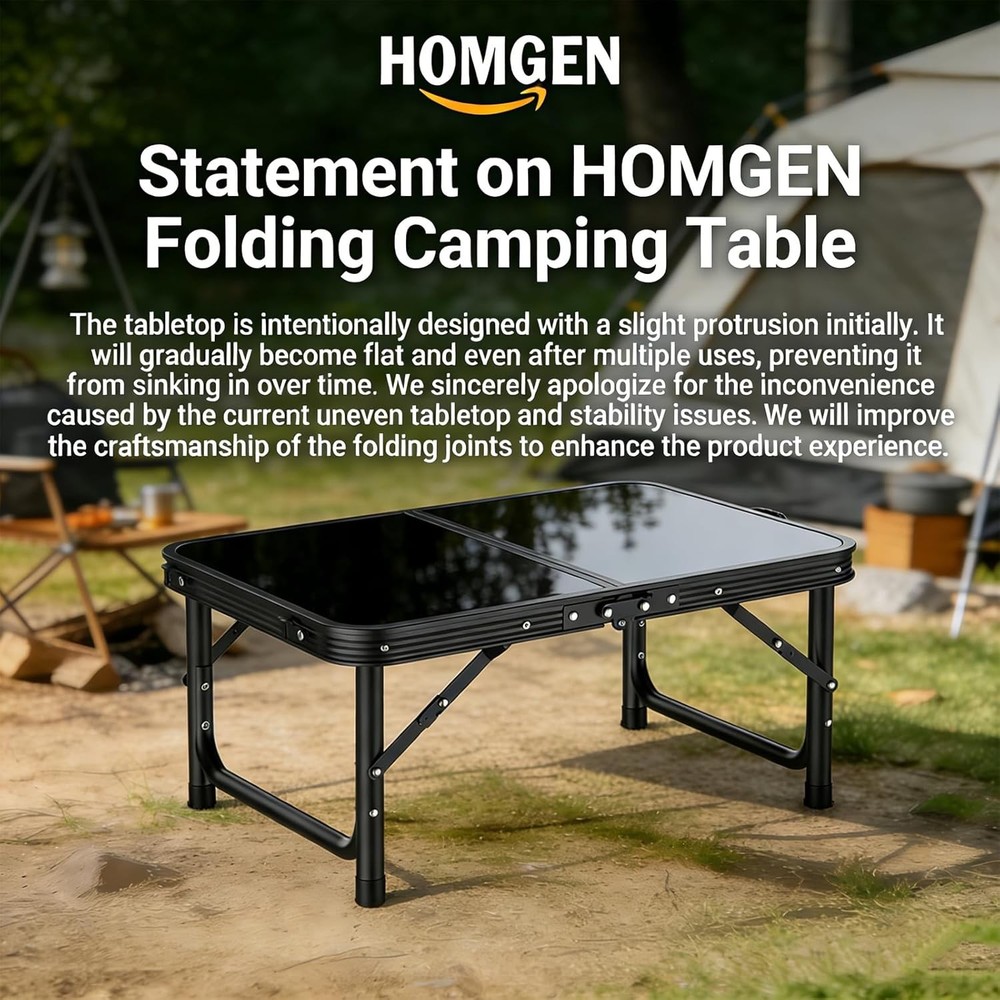 Foldable Lightweight Camping Table - Adjustable Heights 10/20/30 Inch