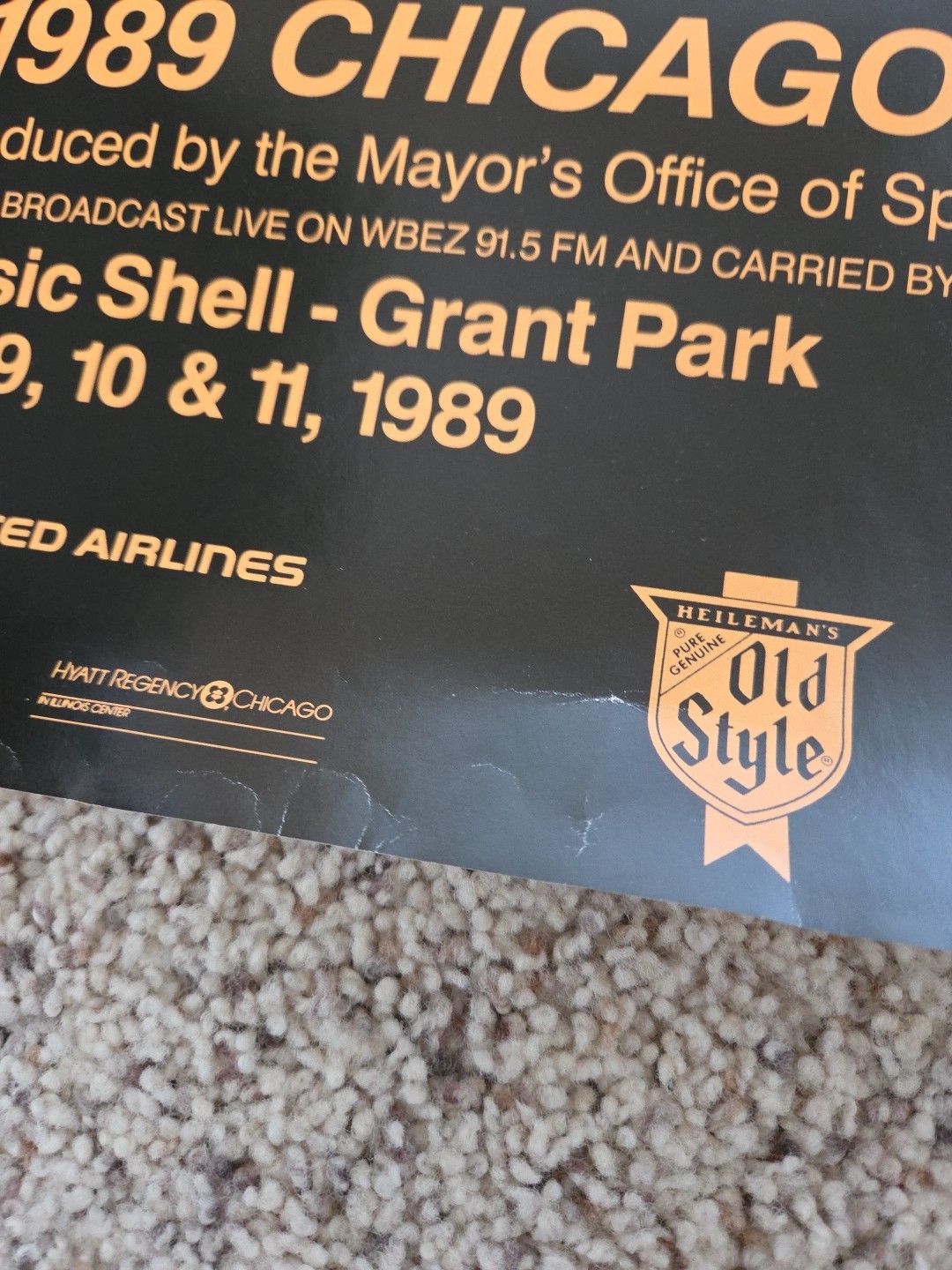 Vtg Original Chicago Blues Festival 1989 Poster 36" x 23 1/2" Old Style Beer 80s