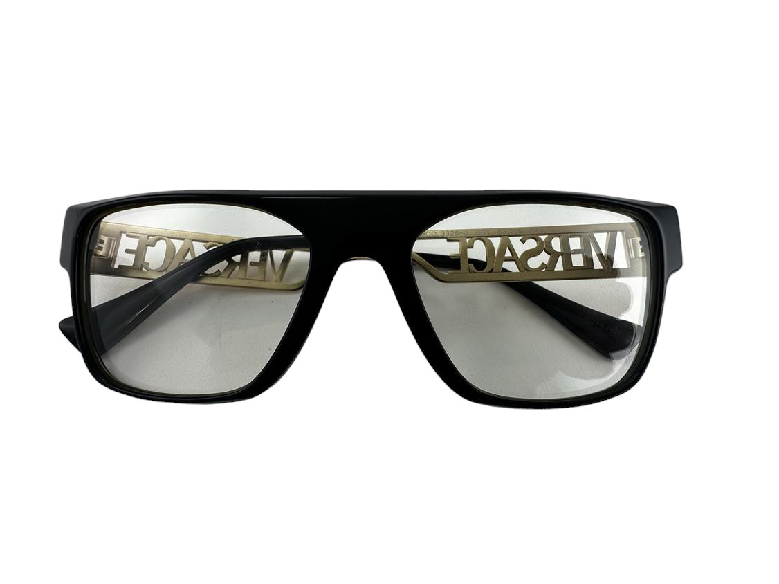 Versace NEW Black Retro Flat Top Frames Gold Mens 55-19-145 Eyeglasses VE3326U