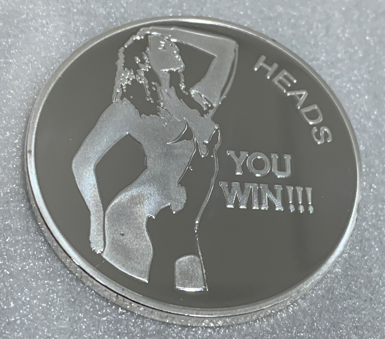 * Heads You Win - Tails You Win” Adult Nude Flipping Coin. New Silver Finish.