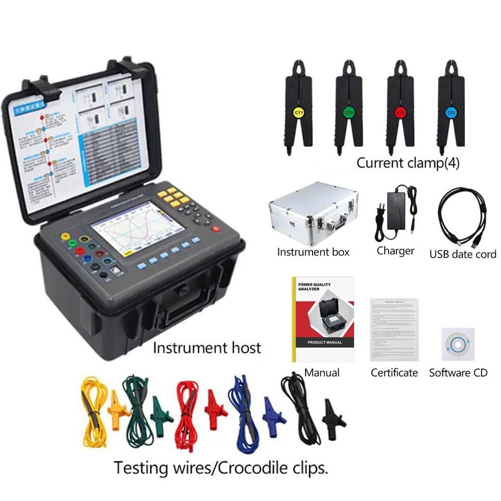 Three-phase Power Quality Analyzer Energy Quality Meter With Current 10mA~10.0A