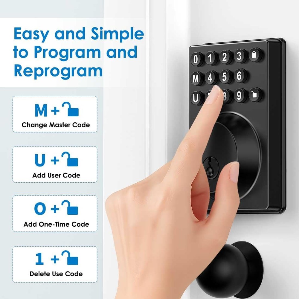 Keyless Entry Front Door Lock Keypad Deadbolt Matte Black with
