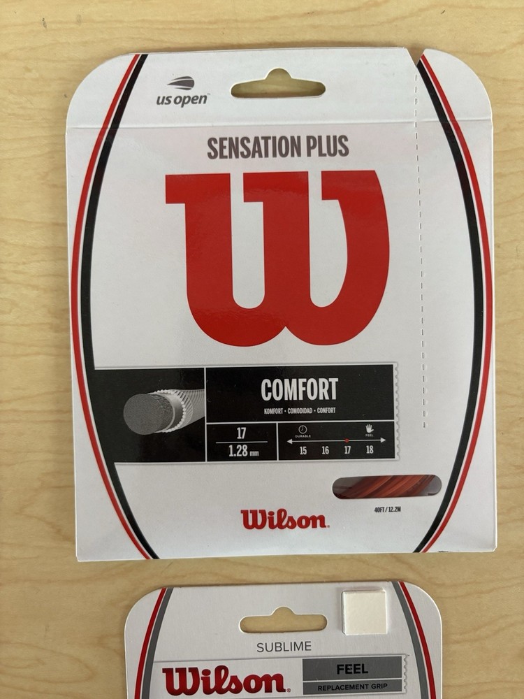 Wilson Sensation Plus Tennis String Red, Sublime Easy Wrap Grip White