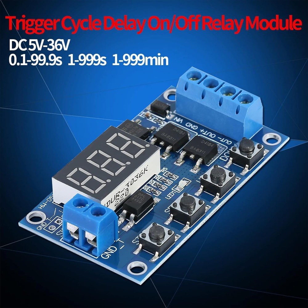 Versatile DC 5V-36V Relay Timer Module with LED Display - Powerful Control