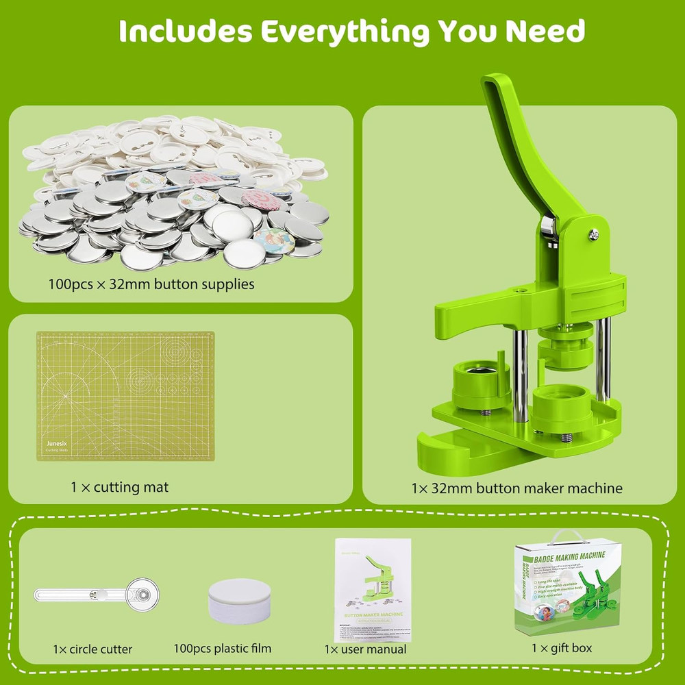 32Mm Button Maker Kit – 1.25 Inch Button Maker Pin Badge Press Machine with 100P