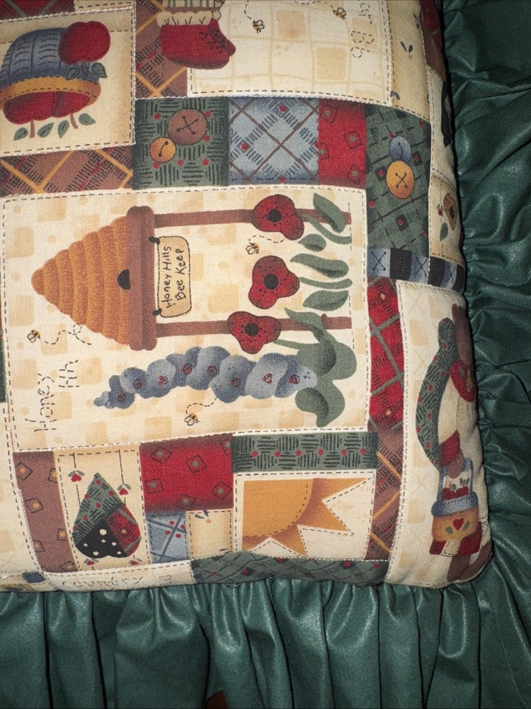 Country Ruffled Patchwork Throw Pillow Hand Sewn