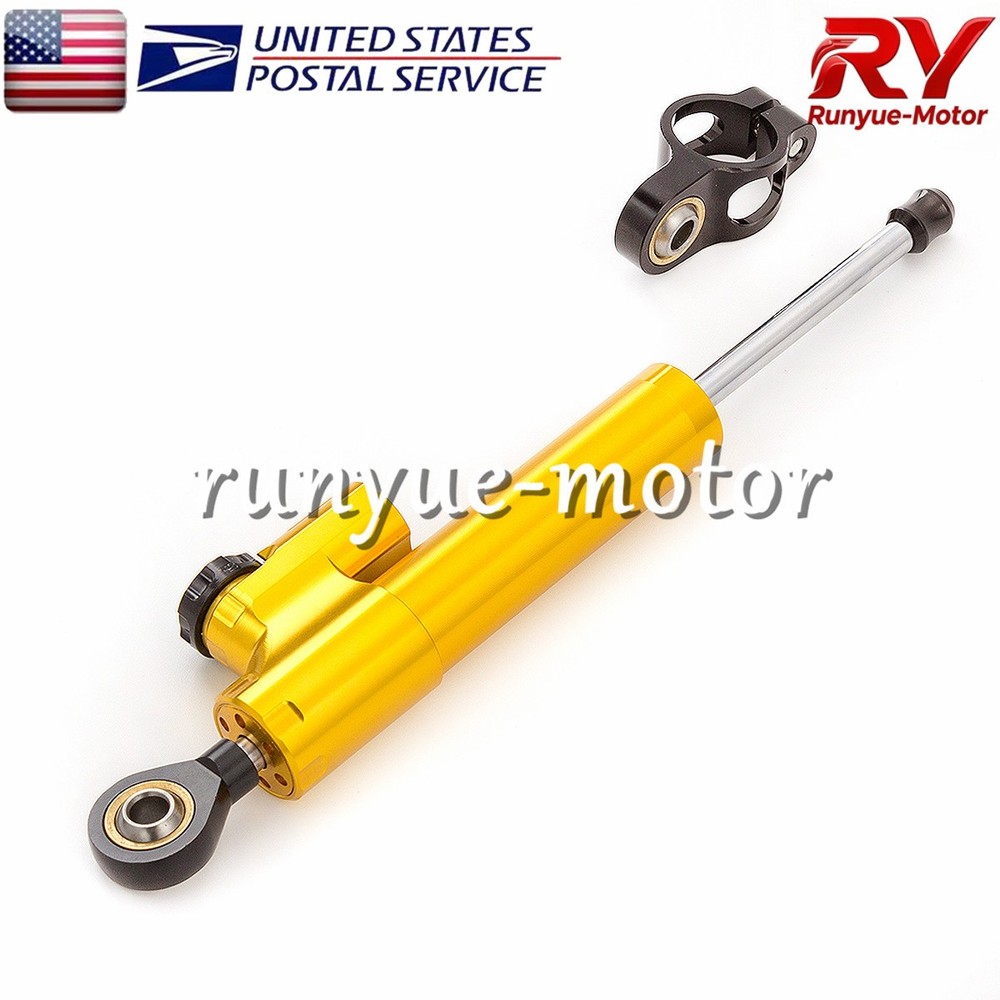 Gold CNC Adjustable Steering Damper Stabilizer Linear Control Universal Aluminum